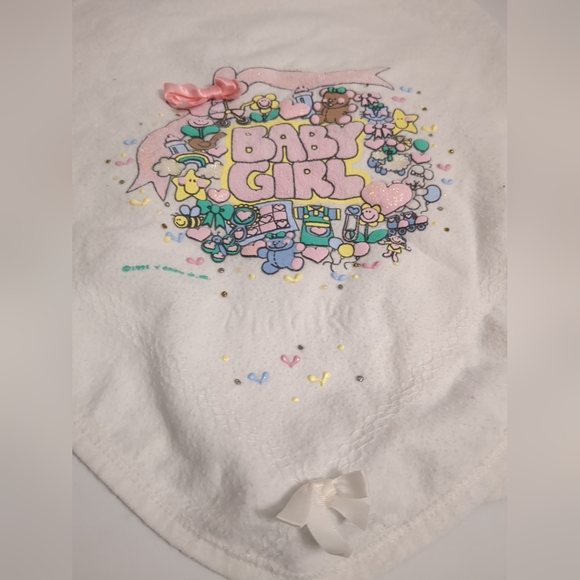 VINTAGE BABY GIRL RECEIVING BLANKET 100% COTTON 1991 Y GROW UP - Picture 5 of 8